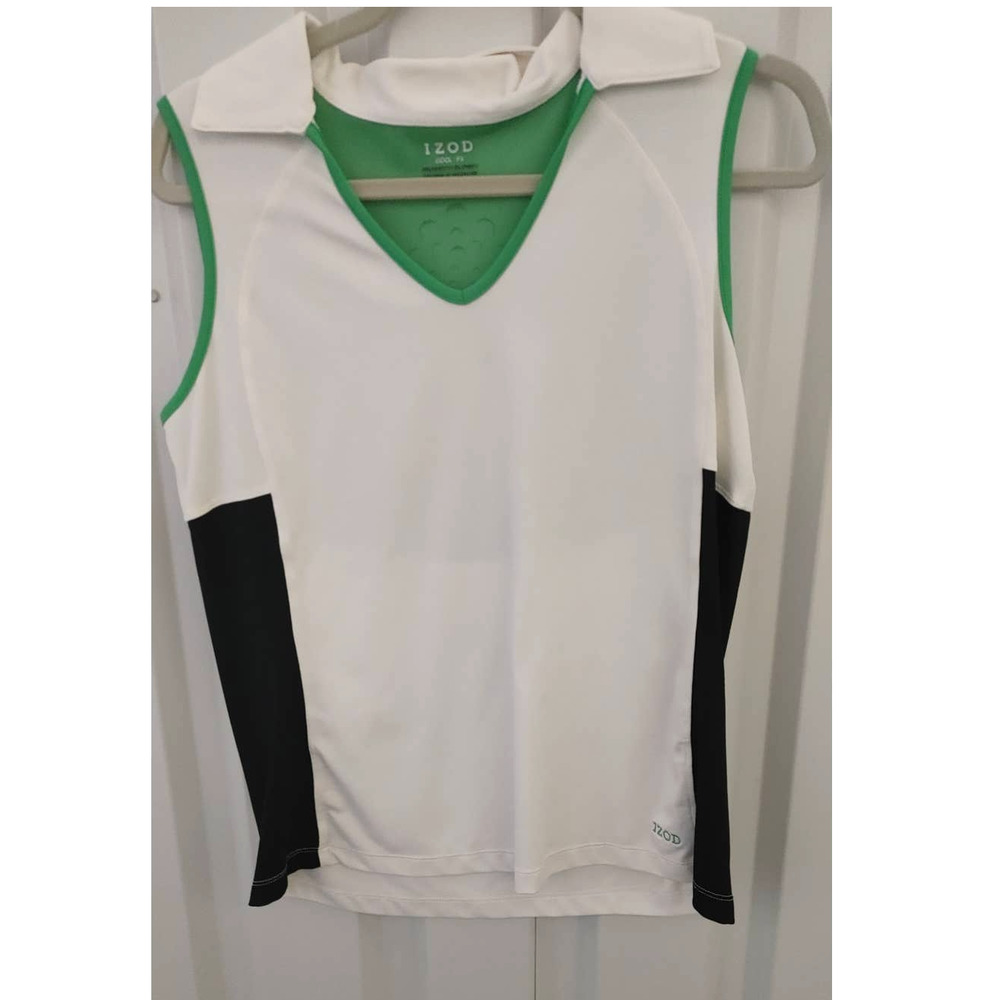 Izod Cool FX Golf Top Vneck Polo Sleeveless Medium Vented